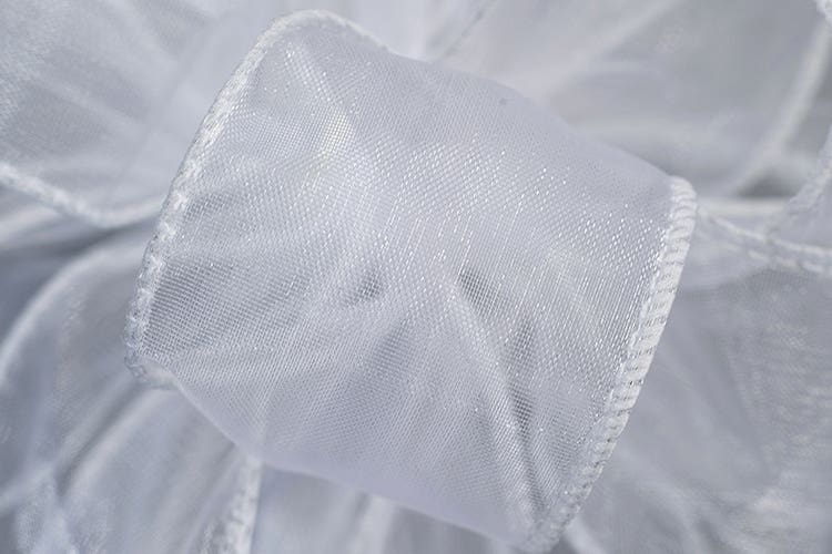 #40 White Wired Chiffon Ribbon, 50-Yards
