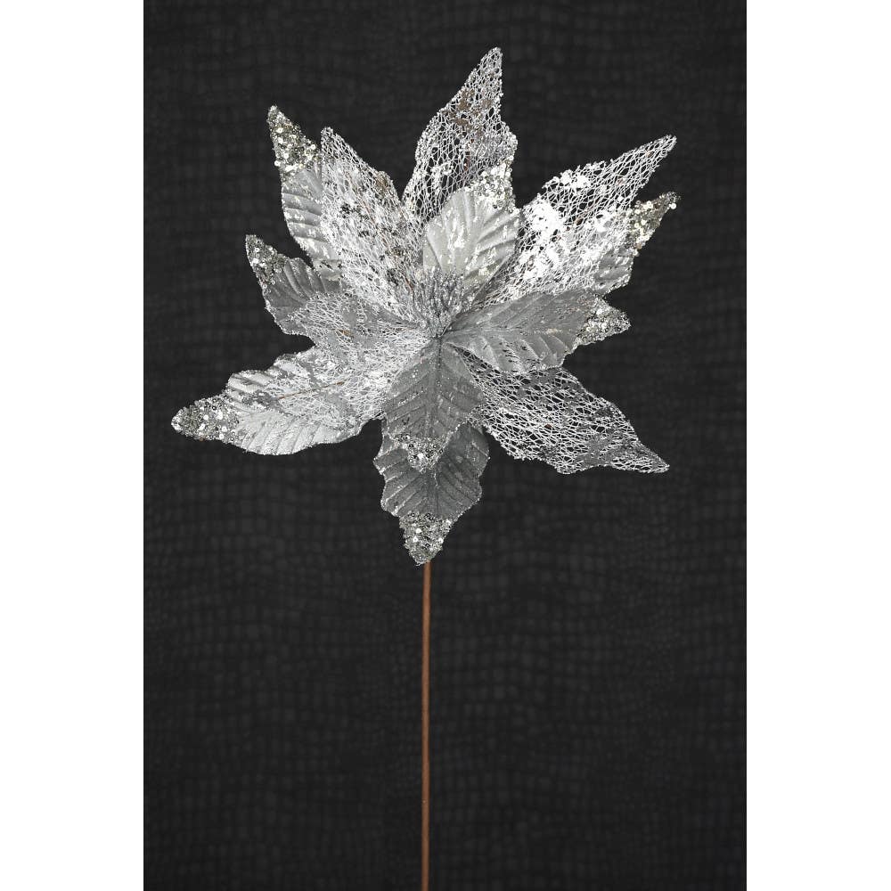 22 White Sheer Poinsettia Stem