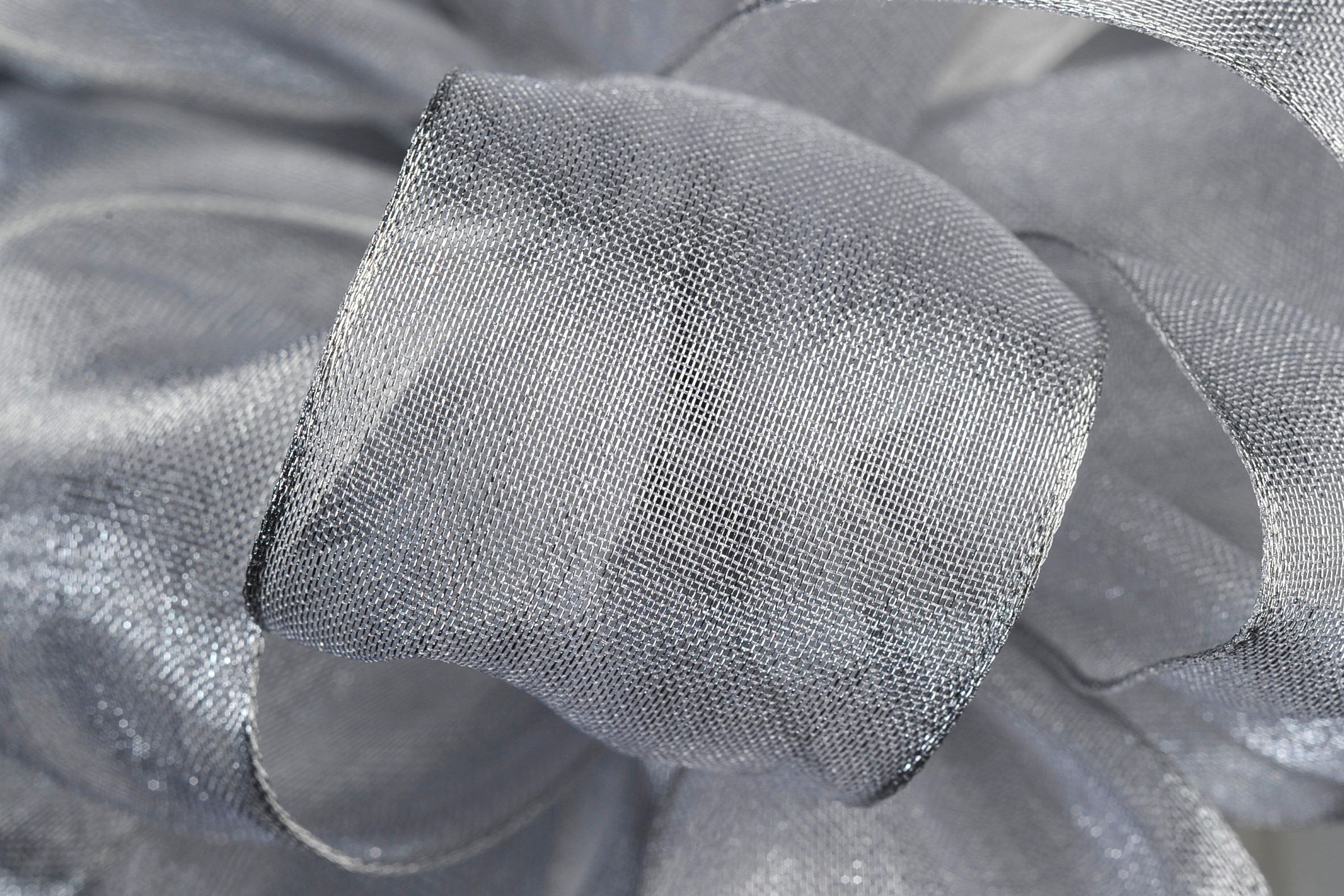 #40 Silver Metallic Mesh Ribbon, 50-Yds