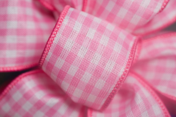 #9 Pink Check Wired Ribbon, 50-Yards