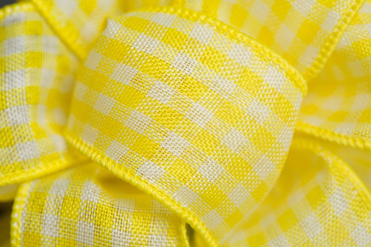 #9 Yellow Check Wired Ribbon, 50-Yards