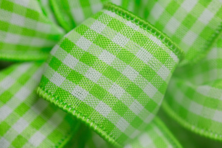 #9 Green Check Wired Ribbon, 50-Yards