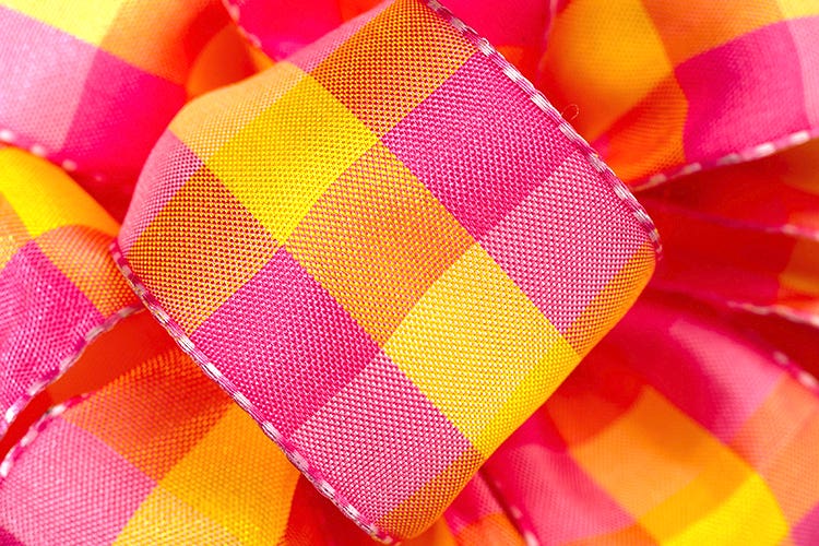 #9 Pink Check Wired Ribbon, 50-Yards