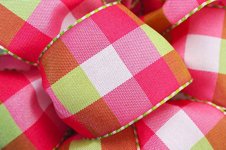 #9 Pink Check Wired Ribbon, 50-Yards