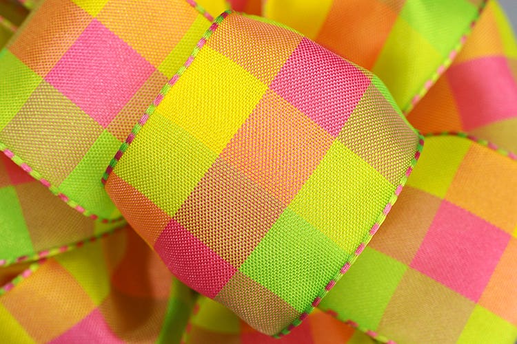 #9 Pink Check Wired Ribbon, 50-Yards