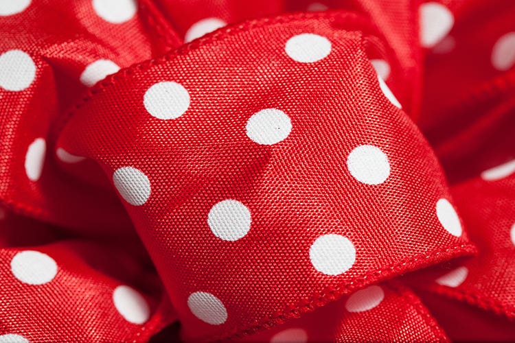 #9 Red Wired Dot Ribbon, 50-Yards