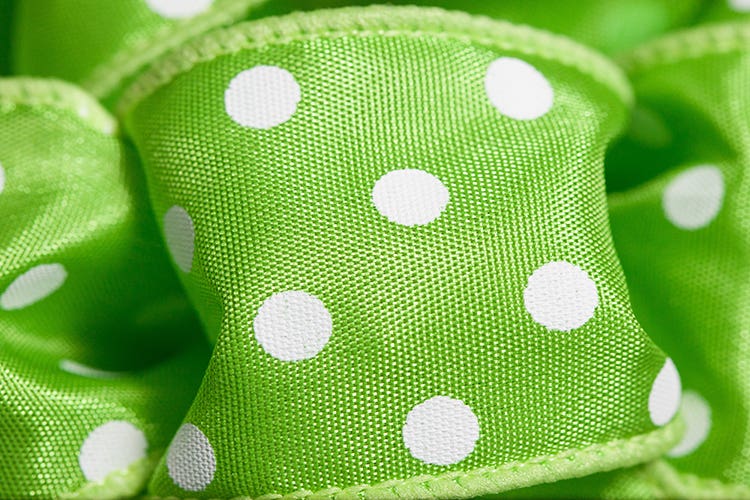 #9 Green Wired Dot Ribbon, 50-Yards