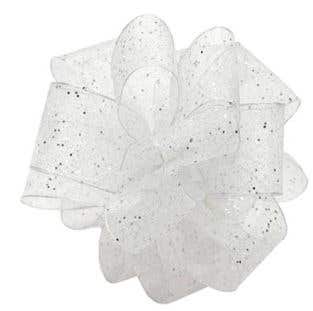 #3 Silver Glitter Sheer Ribbon, 25-Yards
