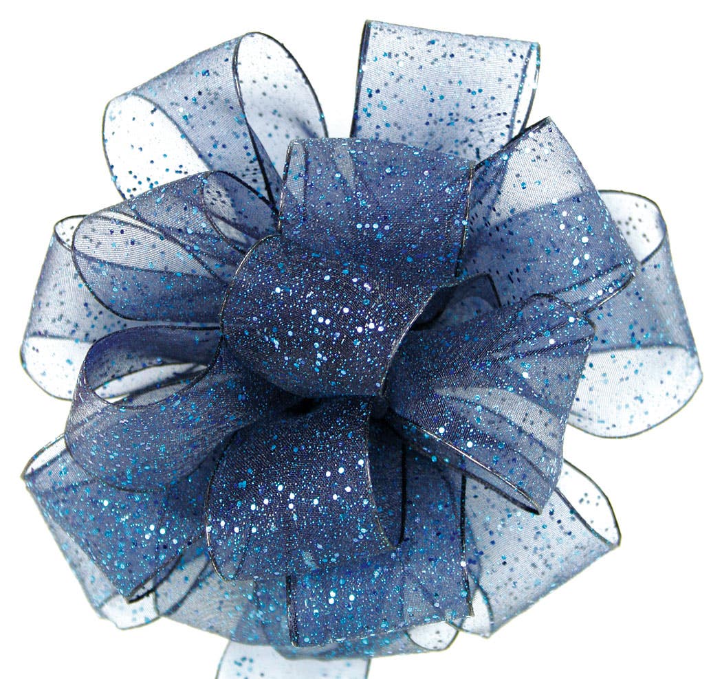#3 Navy Glitter Ribbon, 25-Yards
