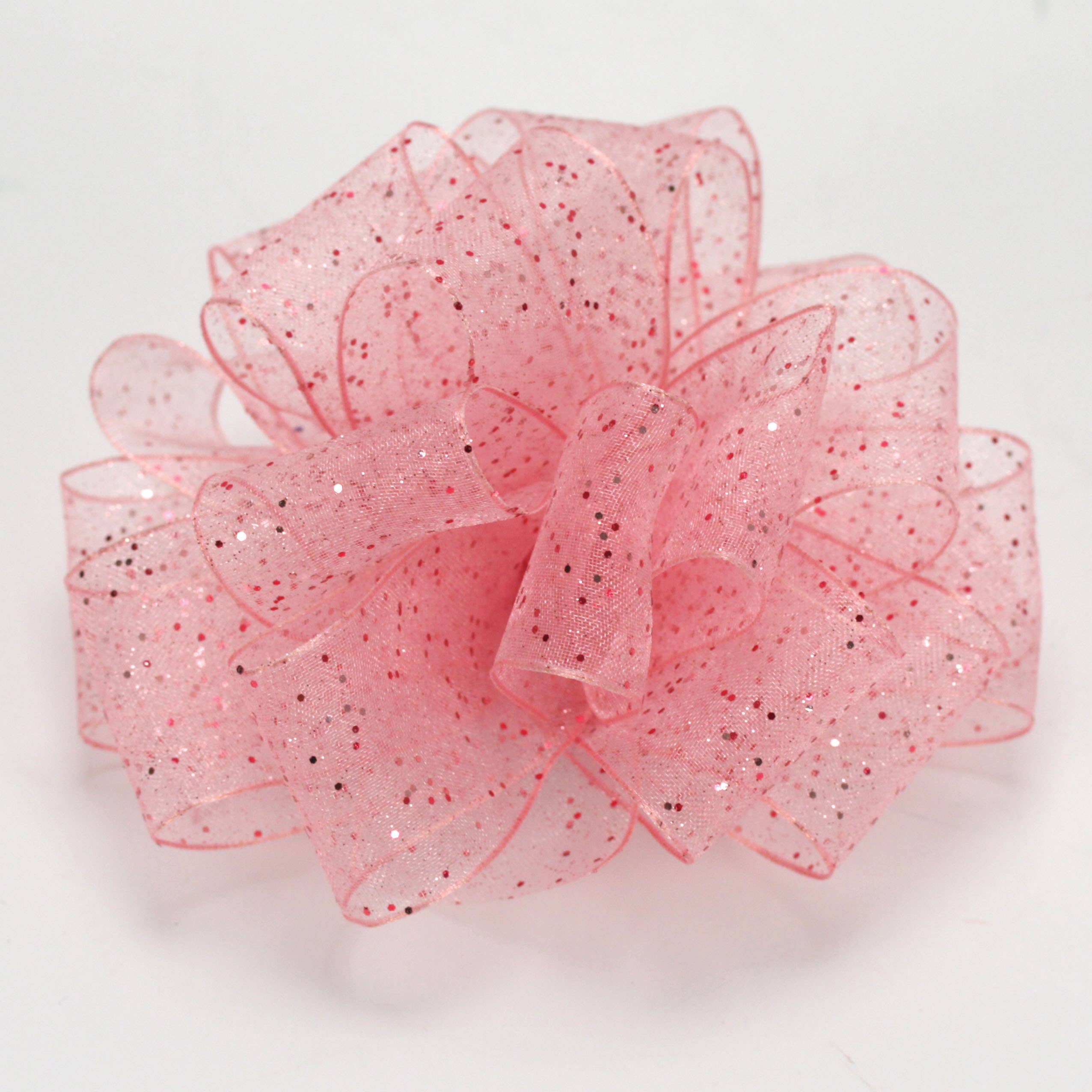 #3 Pink Sheer Glitter Ribbon, 25-Yards