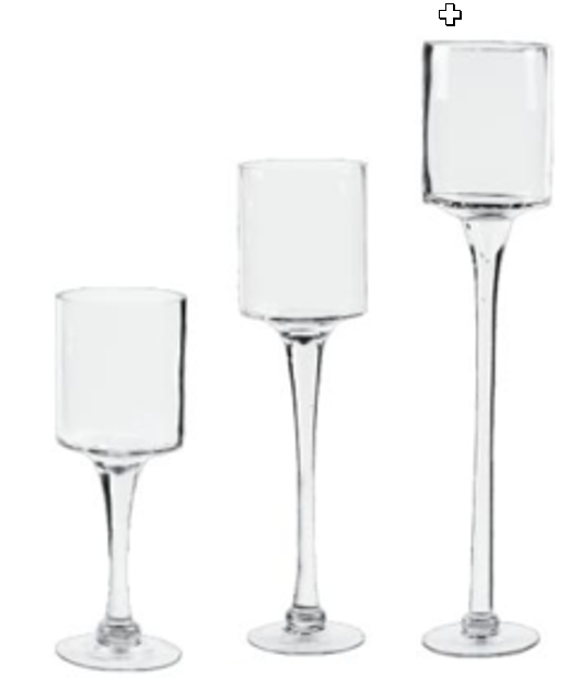 Clear Glass Candle Holders, Set of 3