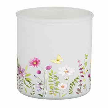 4 White Frosted Floral Decal Cylinder