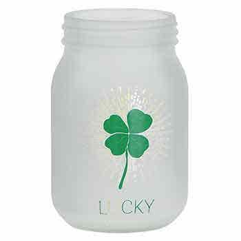 5 White Mason Jar with Shamrock
