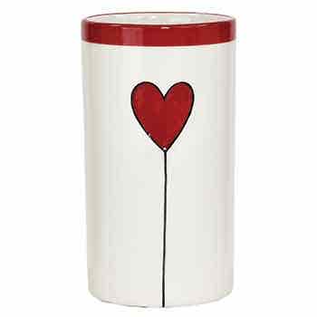6.25 White with Red Heart Vase